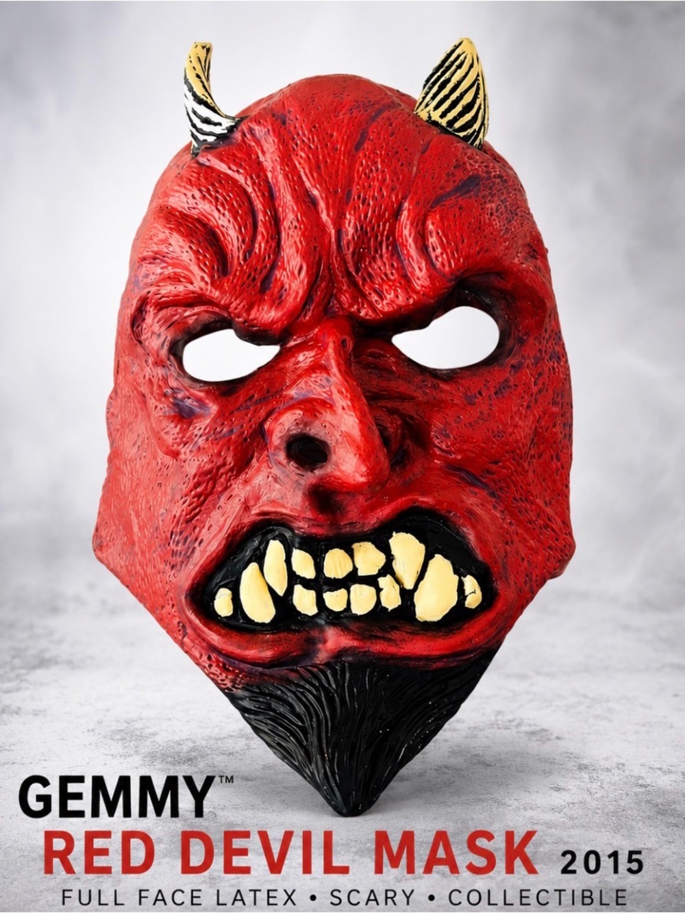 Gemmy Red Devil Mask 2015 Scary Full Face Latex Halloween Horror Collectible